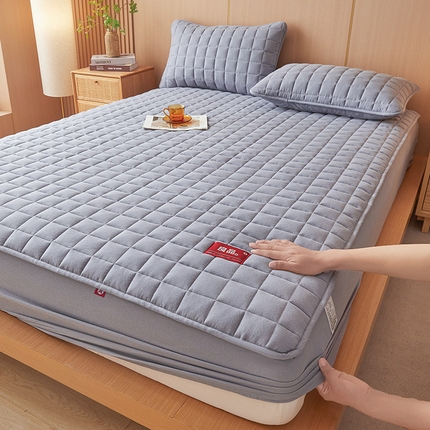 3C 2025新款全棉水洗棉夹棉床笠-良品 良品 蓝灰