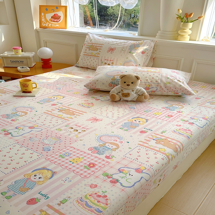 91家纺网 家纺一手货源 找家纺 （总）希诺家居 2025新款全棉纯棉卡通小清新床笠