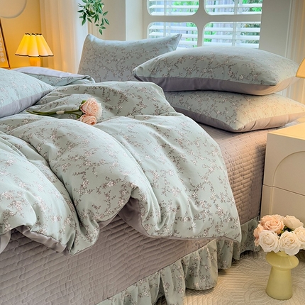 91家纺网 家纺一手货源 找家纺 （总）韩约家纺 2025新款简约款1针织双层纱床盖四件套