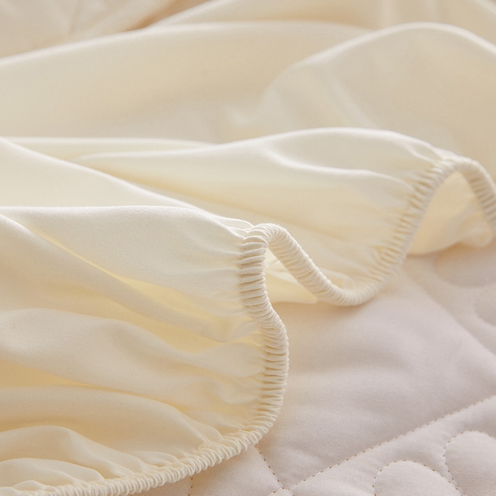 91家纺网 家纺一手货源 找家纺 3C 2025新款A类亲肤夹棉床笠-花叶 花叶 珍珠白