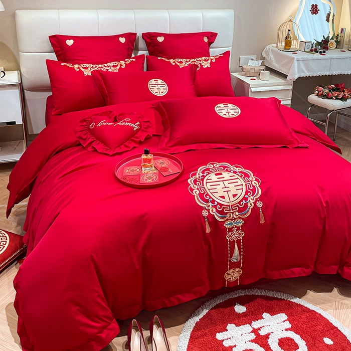 91家纺网 家纺一手货源 找家纺 东方合美（原：皇家传奇） 2023新款亲肤舒适时尚婚庆四件套系列 富贵吉祥