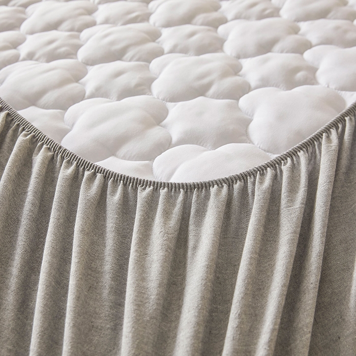 91家纺网 家纺一手货源 找家纺 3C 2025新款全棉水洗棉夹棉床笠-梦屿系列 梦屿 冰山灰