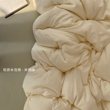 91家纺网 家纺一手货源 找家纺 （总）阿曼达 2025新款ins博主风纯色混搭双色水洗m四件套