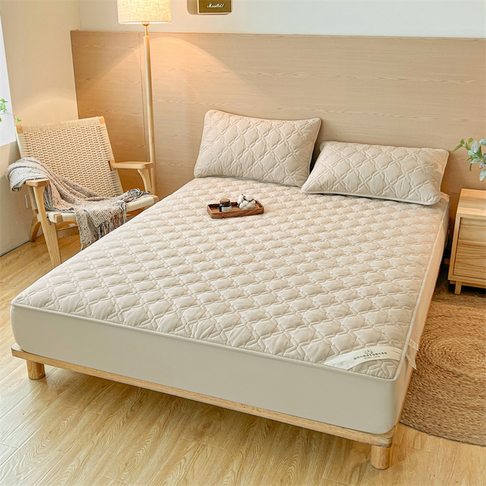 91家纺网 家纺一手货源 找家纺 3C 2024新款A类全棉抗菌防水床笠 全棉防水-清新灰