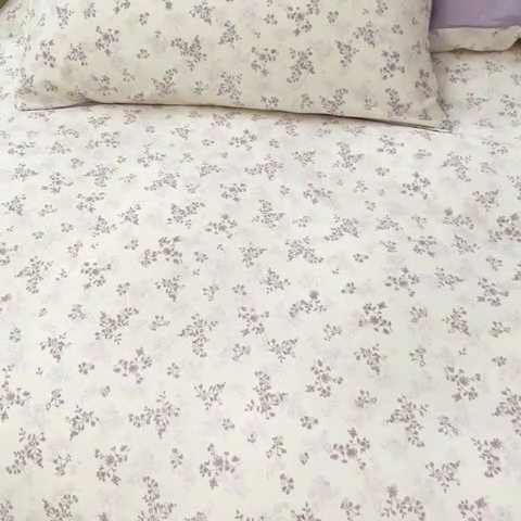 91家纺网 家纺一手货源 找家纺 2025新款全棉卡通小清新系列四件套 春风里（紫）