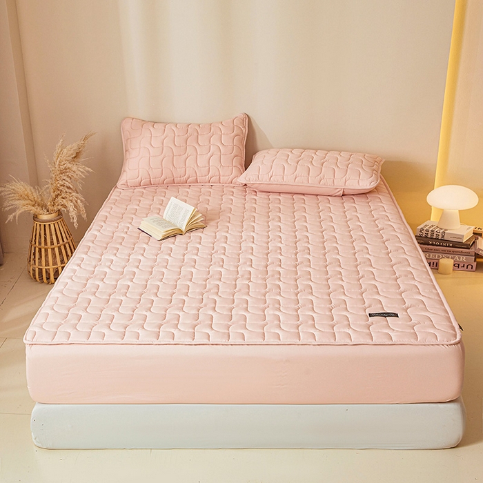 91家纺网 家纺一手货源 找家纺 3C 2025新款A类亲肤夹棉床笠-阡陌 阡陌 温柔粉