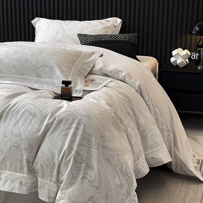 91家纺网 家纺一手货源 找家纺 春夏爆款全棉数码印花四件套纯棉轻奢风长绒棉床单被套时尚床上用品浮影 SM浮影-梵希银