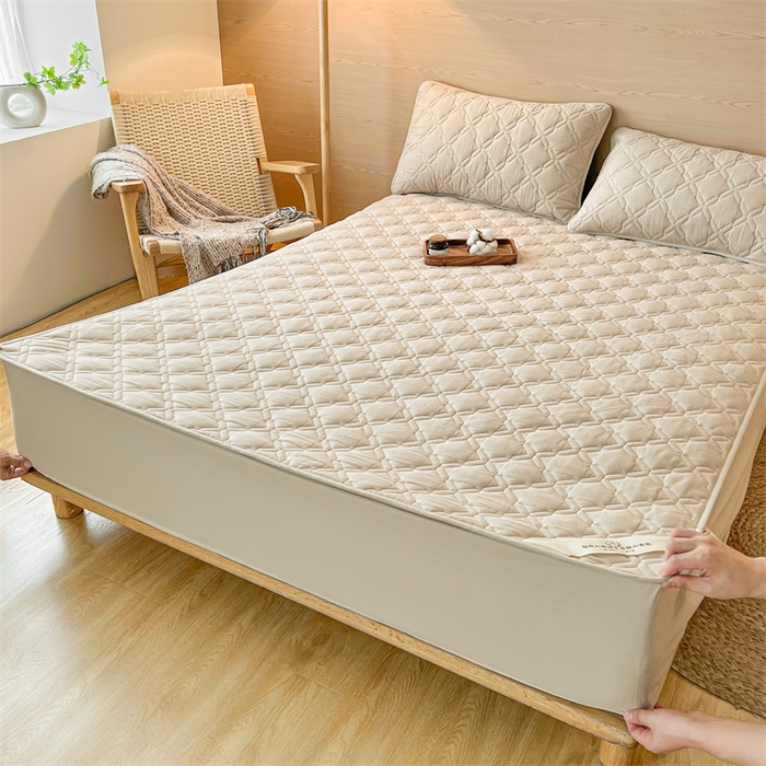 91家纺网 家纺一手货源 找家纺 3C 2024新款A类全棉抗菌防水床笠 全棉防水-清新灰