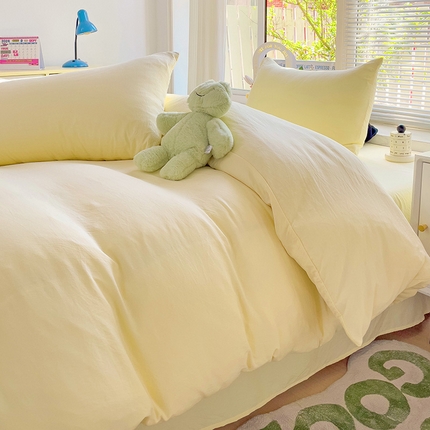 91家纺网 家纺一手货源 找家纺 （总）森璐 2025新款水洗棉双拼四件套宿舍三件套床单被套枕套