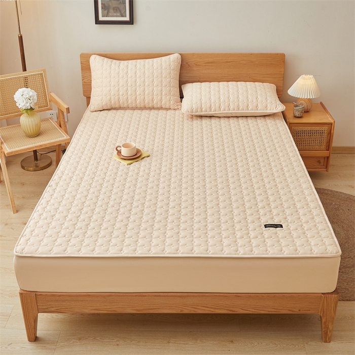 91家纺网 家纺一手货源 找家纺 3C 2025新款A类时尚格防水隔脏床笠 时尚格-浅卡其