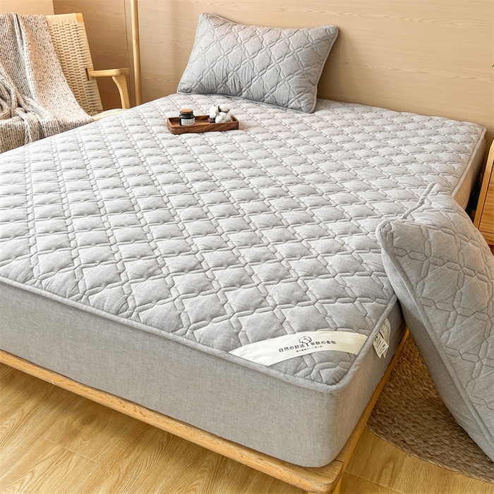 91家纺网 家纺一手货源 找家纺 3C 2024新款A类全棉抗菌防水床笠 全棉防水-冰山灰