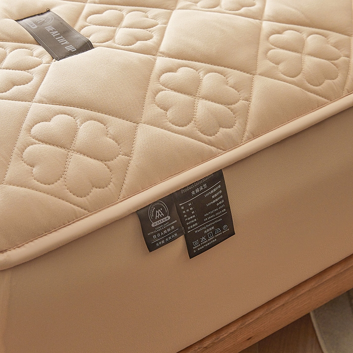 91家纺网 家纺一手货源 找家纺 3C 2025新款A类亲肤夹棉床笠-花叶 花叶 浅卡其