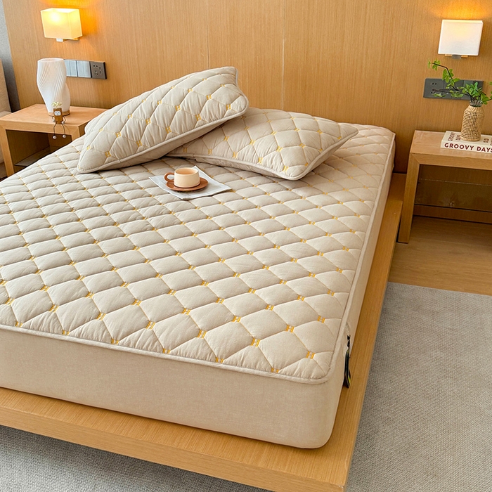 91家纺网 家纺一手货源 找家纺 3C 2024新款H全棉水洗棉床笠 清新灰