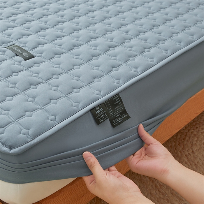 91家纺网 家纺一手货源 找家纺 3C 2025新款A类时尚格防水隔脏床笠 时尚格-海洋蓝