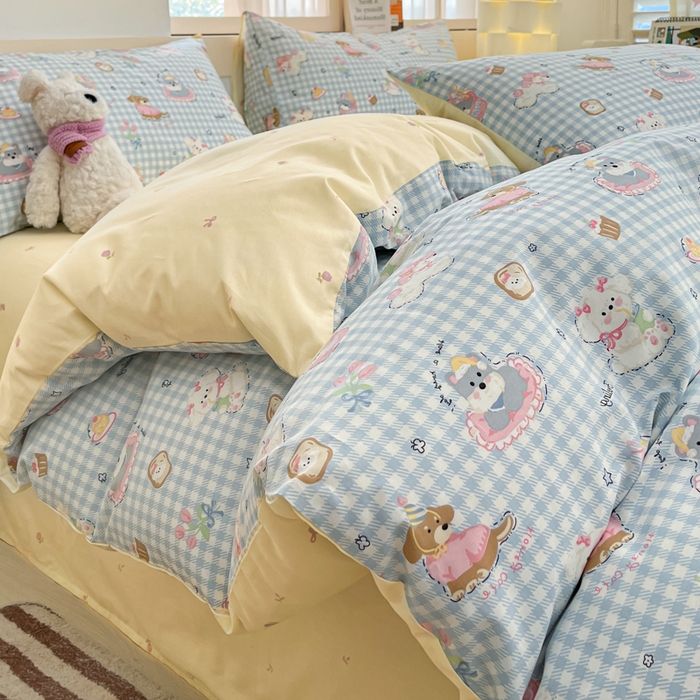 91家纺网 家纺一手货源 找家纺 2025新款全棉卡通小清新系列四件套 可爱贝贝