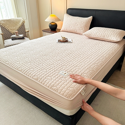 3C 2025新款A类亲肤夹棉床笠-小云朵 小云朵 浅卡其