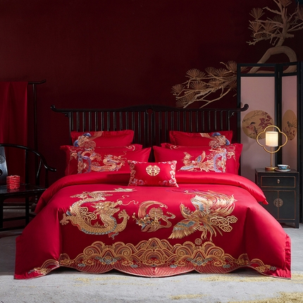 91家纺网 家纺一手货源 找家纺 （总）2023新款120s提花长绒棉婚庆多件套系列