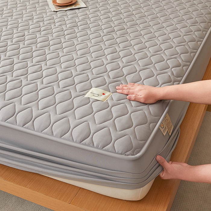 91家纺网 家纺一手货源 找家纺 3C 2025新款A类菱形格防水隔脏床笠-卡诺 卡诺-烟灰