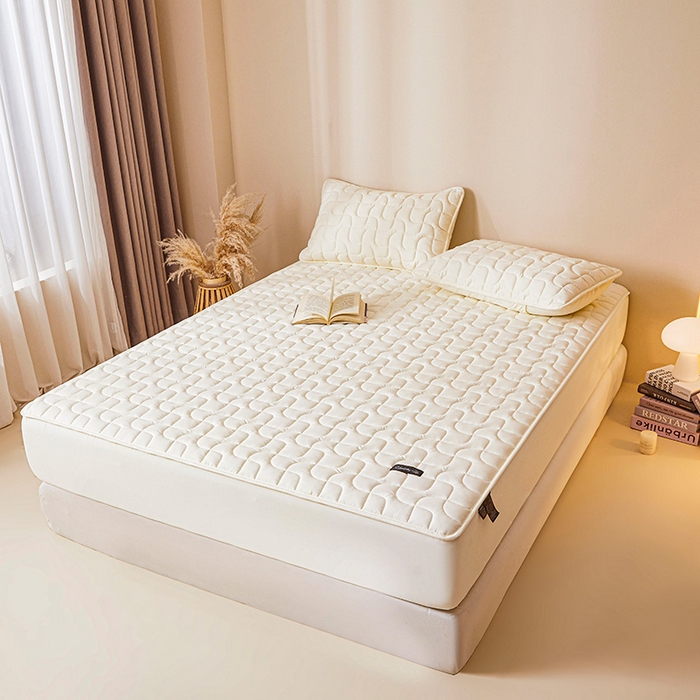 91家纺网 家纺一手货源 找家纺 3C 2025新款A类亲肤夹棉床笠-阡陌 阡陌 珍珠白