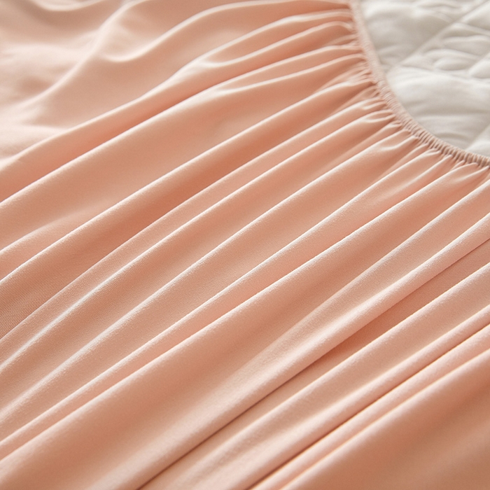 91家纺网 家纺一手货源 找家纺 3C 2025新款A类亲肤夹棉床笠-花叶 花叶 温柔粉