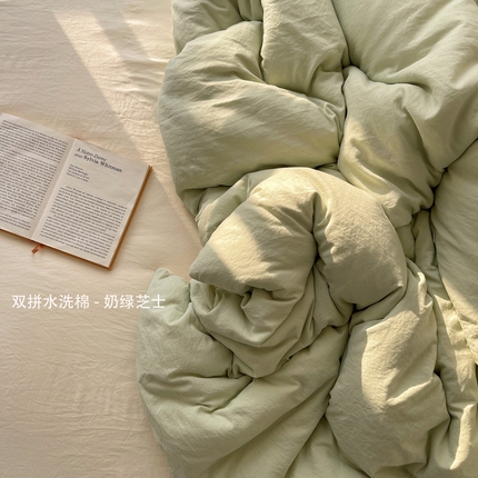 91家纺网 家纺一手货源 找家纺 （总）阿曼达 2025新款ins博主风纯色混搭双色水洗m四件套