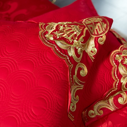 91家纺网 家纺一手货源 找家纺 （总）2023新款100s贡缎提花婚庆多件套系列