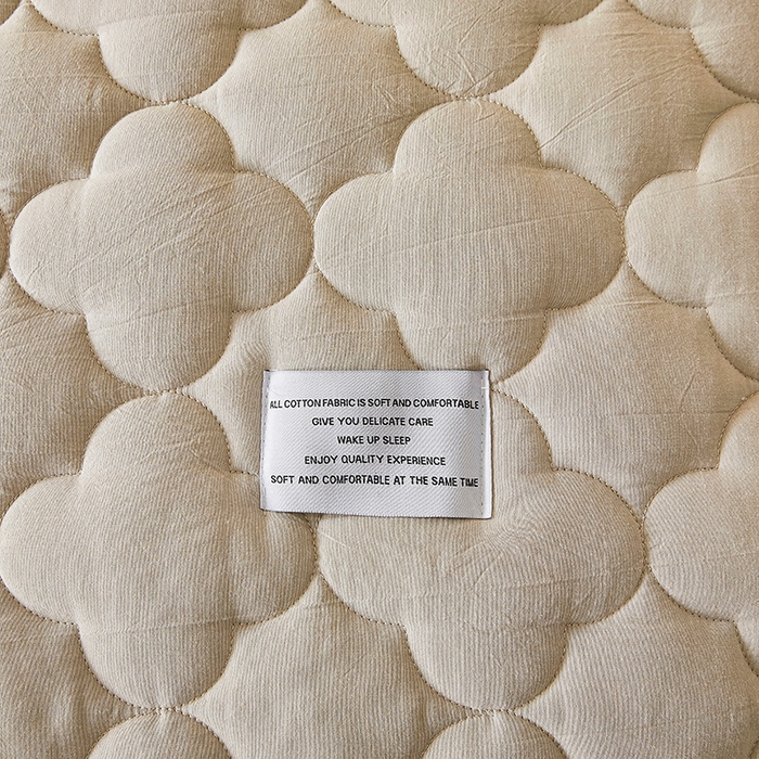 91家纺网 家纺一手货源 找家纺 3C 2025新款全棉水洗棉夹棉床笠-梦屿系列 梦屿 清新灰