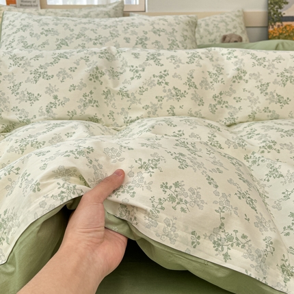 2025新款全棉卡通小清新系列四件套 春风里（绿）