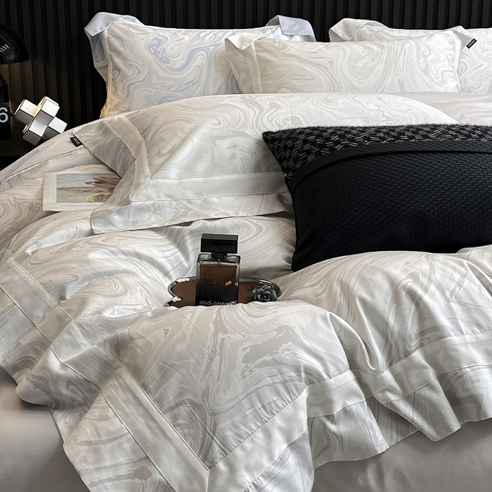 91家纺网 家纺一手货源 找家纺 春夏爆款全棉数码印花四件套纯棉轻奢风长绒棉床单被套时尚床上用品浮影 SM浮影-梵希银