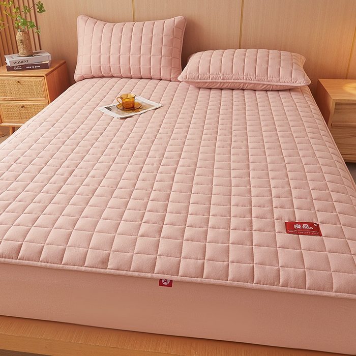 91家纺网 家纺一手货源 找家纺 3C 2025新款全棉水洗棉夹棉床笠-良品 良品 浅豆沙