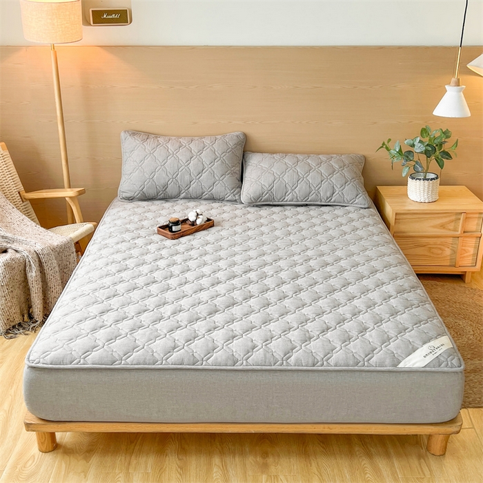 91家纺网 家纺一手货源 找家纺 3C 2024新款A类全棉抗菌防水床笠 全棉防水-冰山灰