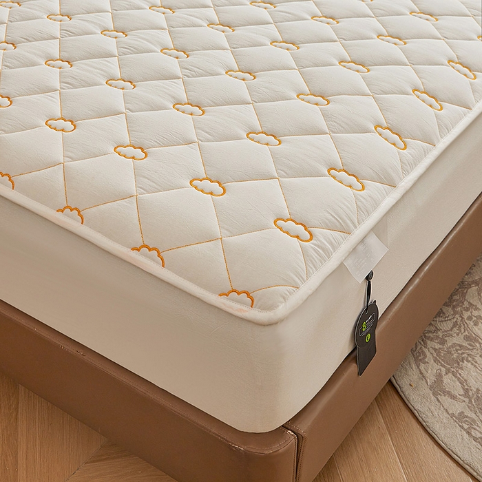 91家纺网 家纺一手货源 找家纺 3C 2024新款云朵全棉水洗棉床笠 云朵 珍珠白