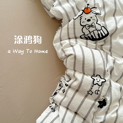 91家纺网 家纺一手货源 找家纺 （总）阿曼达 2024新款ins博主风亲肤柔软印花卡通水洗m四件套（专版花型）