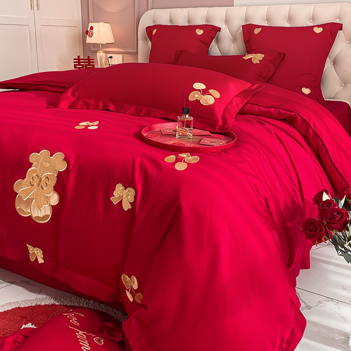 91家纺网 家纺一手货源 找家纺 东方合美（原：皇家传奇） 2023新款亲肤舒适时尚婚庆四件套系列 可爱