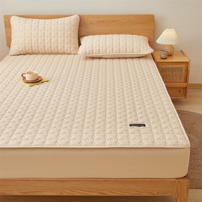 91家纺网 家纺一手货源 找家纺 3C 2025新款A类时尚格防水隔脏床笠 时尚格-浅卡其