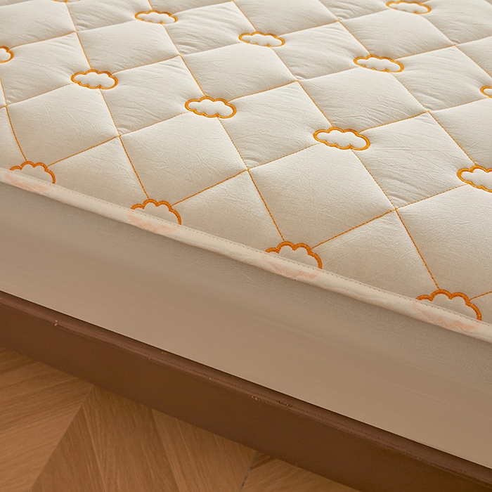 91家纺网 家纺一手货源 找家纺 3C 2024新款云朵全棉水洗棉床笠 云朵 珍珠白