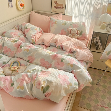 91家纺网 家纺一手货源 找家纺 （总）2025新款可爱卡通AB版水洗棉印花四件套