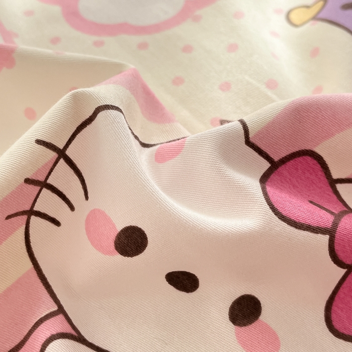 91家纺网 家纺一手货源 找家纺 2025新款全棉卡通小清新系列四件套 粉粉猫