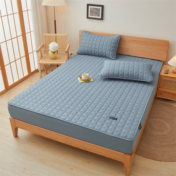 91家纺网 家纺一手货源 找家纺 3C 2025新款A类时尚格防水隔脏床笠 时尚格-海洋蓝