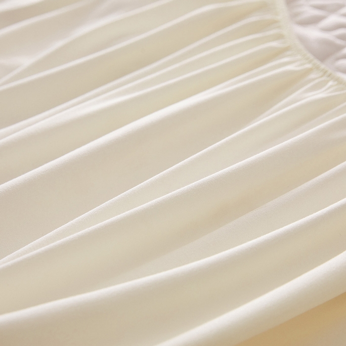 91家纺网 家纺一手货源 找家纺 3C 2025新款A类亲肤夹棉床笠-花叶 花叶 珍珠白