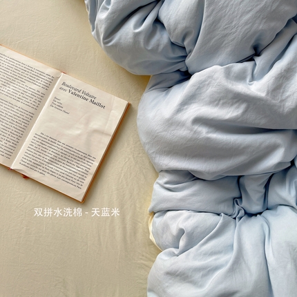 91家纺网 家纺一手货源 找家纺 （总）阿曼达 2025新款ins博主风纯色混搭双色水洗m四件套