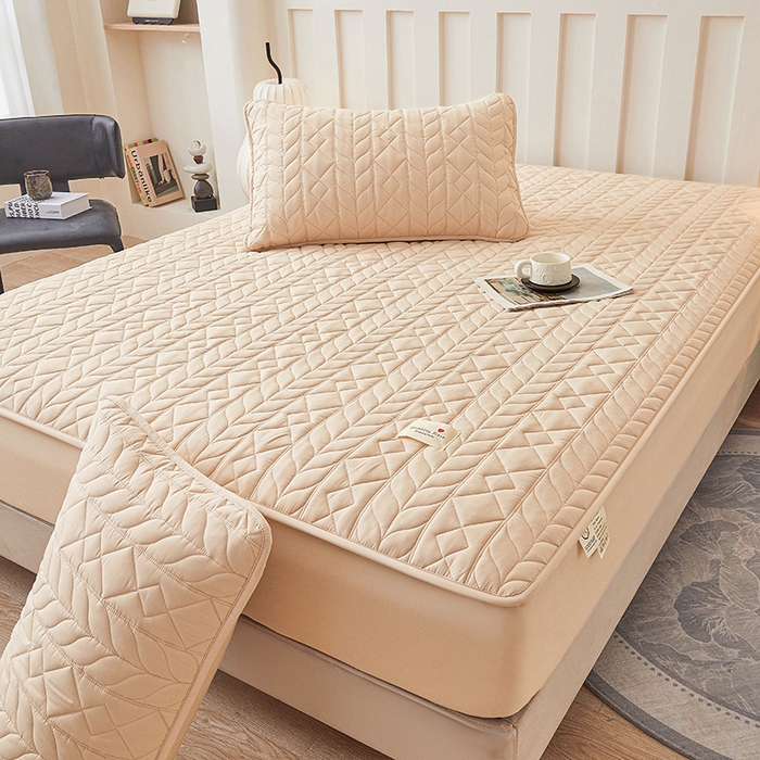 91家纺网 家纺一手货源 找家纺 （总）3C 2025新款A类亲肤夹棉床笠-麦穗格