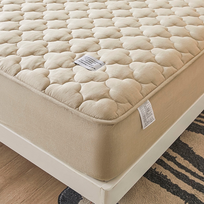 91家纺网 家纺一手货源 找家纺 3C 2025新款全棉水洗棉夹棉床笠-梦屿系列 梦屿 清新灰