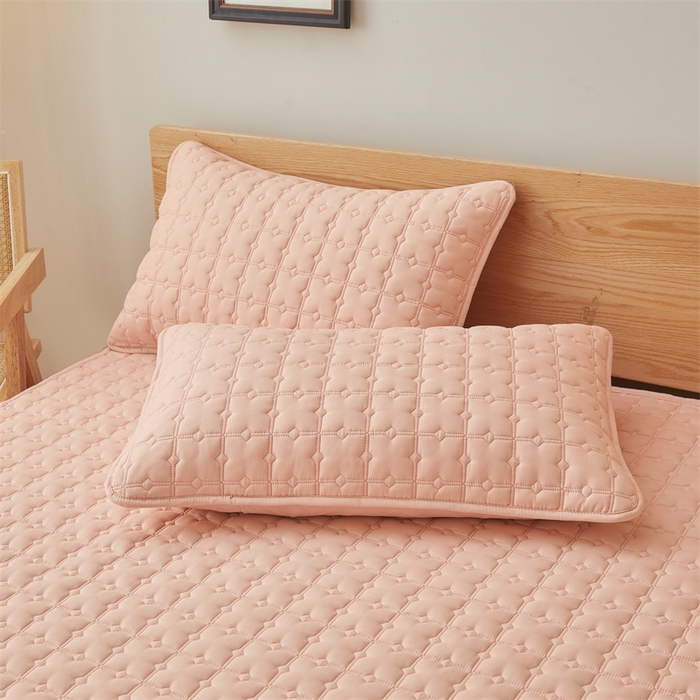 91家纺网 家纺一手货源 找家纺 3C 2025新款A类时尚格防水隔脏床笠 时尚格-嫩粉色