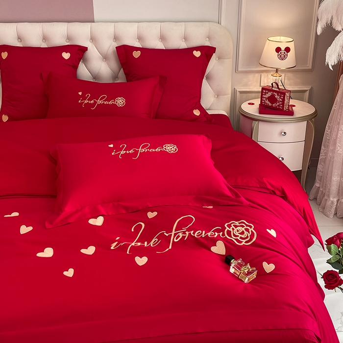 91家纺网 家纺一手货源 找家纺 东方合美（原：皇家传奇） 2023新款亲肤舒适时尚婚庆四件套系列 喜爱