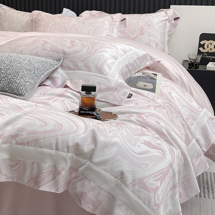 91家纺网 家纺一手货源 找家纺 （总）春夏爆款全棉数码印花四件套纯棉轻奢风长绒棉床单被套时尚床上用品浮影