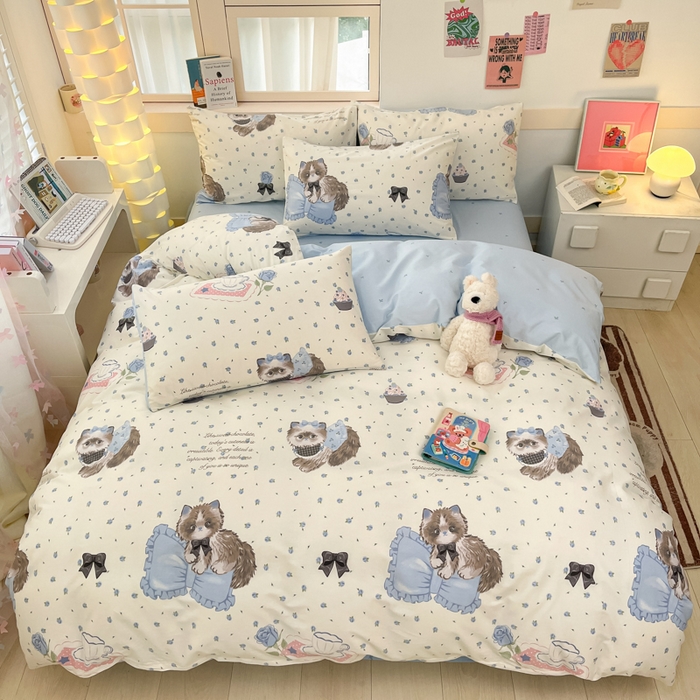 91家纺网 家纺一手货源 找家纺 2025新款全棉卡通小清新系列四件套 奶油甜宠