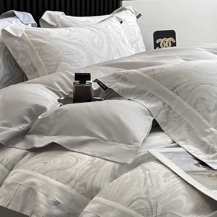 91家纺网 家纺一手货源 找家纺 春夏爆款全棉数码印花四件套纯棉轻奢风长绒棉床单被套时尚床上用品浮影 SM浮影-梵希银