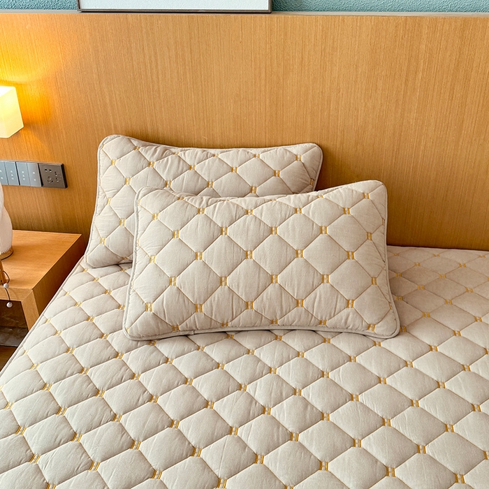 91家纺网 家纺一手货源 找家纺 3C 2024新款H全棉水洗棉床笠 清新灰