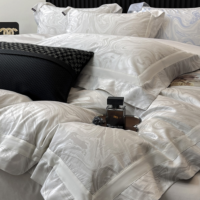 91家纺网 家纺一手货源 找家纺 春夏爆款全棉数码印花四件套纯棉轻奢风长绒棉床单被套时尚床上用品浮影 SM浮影-梵希银